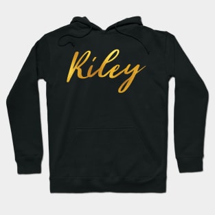 Riley Name Hand Lettering in Faux Gold Letters Hoodie